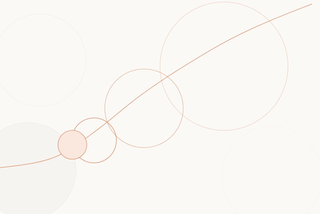 Threadco. thread motif of a single line winding through expanding rings, illustrating how a financial advisor marketing plan multiplies organic growth.